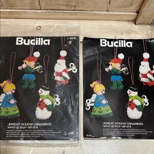 Bucilla Jeweled Ornaments with Santa and Snowman -Bundle of two Packs